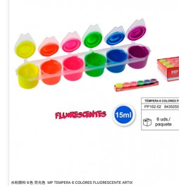 TEMPERA 6 COLORES FLUORESCENTE ARTEX